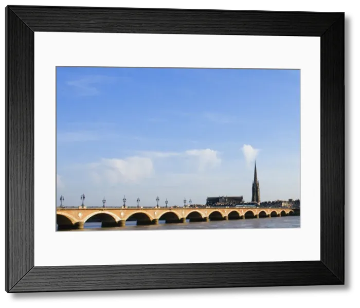 Framed Print : Arch bridge across a river, Pont De Pierre, St. Michel Basilica, Garonne River, Bordeaux, Aquitaine, France Framed Print : Arch bridge across a river, Pont De Pierre, St. Michel Basilica, Garonne River, Bordeaux, Aquitaine, France