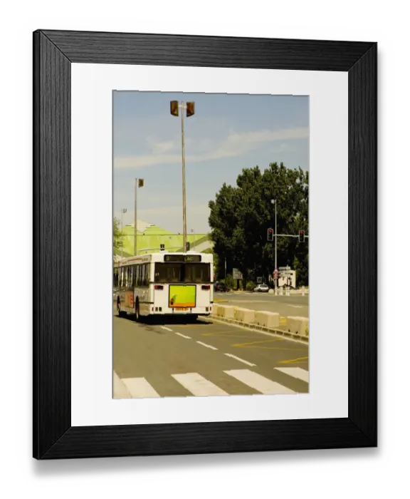 Framed Print : Bus on the road, Bordeaux, Aquitaine, France