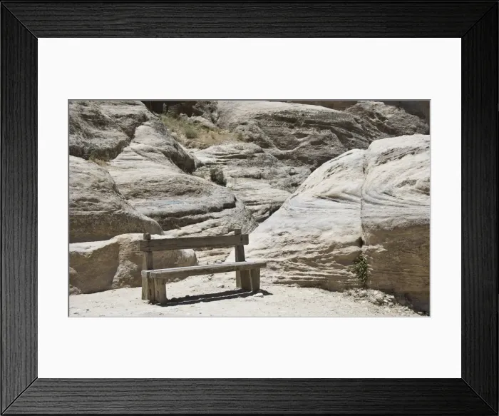 Framed Print : The Bench. An old decaying wooden bench sitting besides the sandstone rock Framed Print : The Bench. An old decaying wooden bench sitting besides the sandstone rock