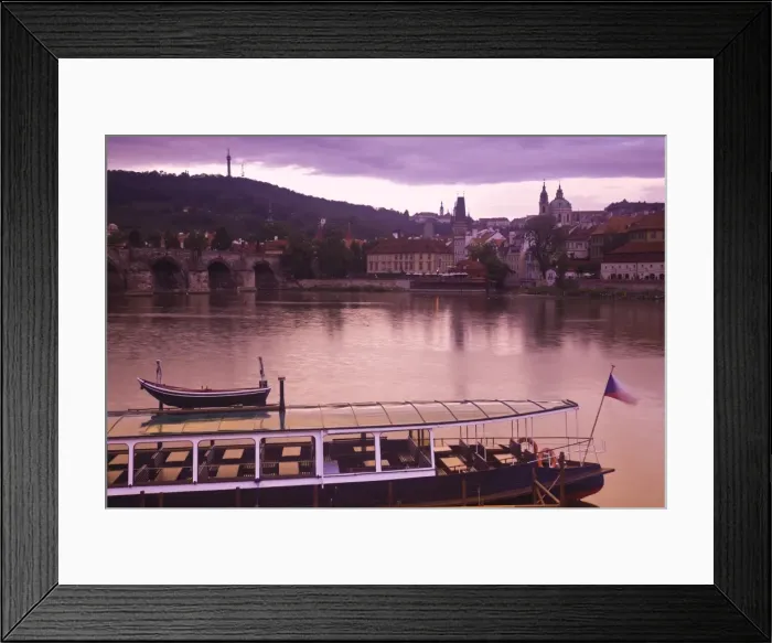 Framed Print : Charles Bridge and Vltava River, Historical Center of Prague, Czech Republic, Eastern Europe