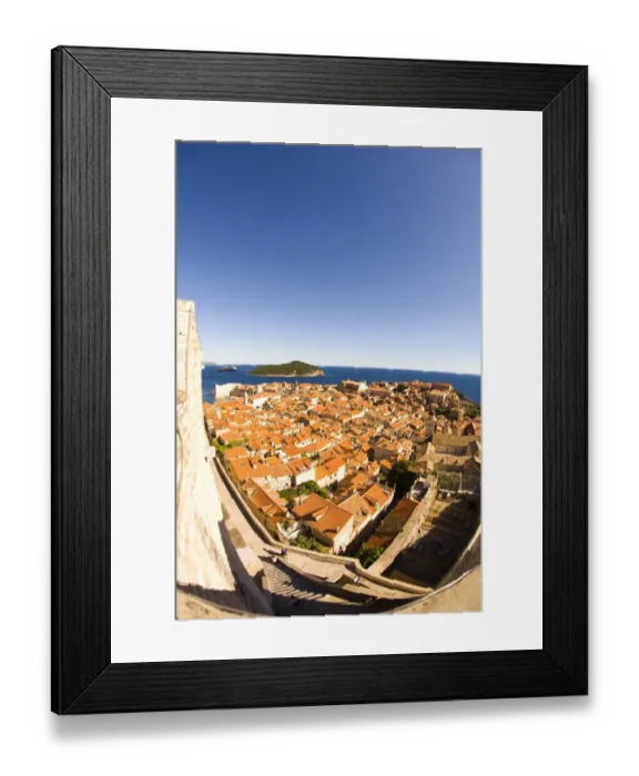 Framed Print : View from Old City Walls Walk, Walled City of Dubrovnik, South Eastern Tip of Croatia, Dalmation Coast, Adriatic Sea, Croatia, Eastern Europe, Europe Framed Print : View from Old City Walls Walk, Walled City of Dubrovnik, South Eastern Tip of Croatia, Dalmation Coast, Adriatic Sea, Croatia, Eastern Europe, Europe