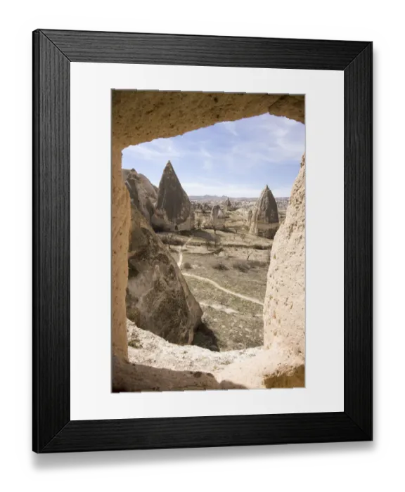 Framed Print : White rocky conical formations and dwellings Framed Print : White rocky conical formations and dwellings