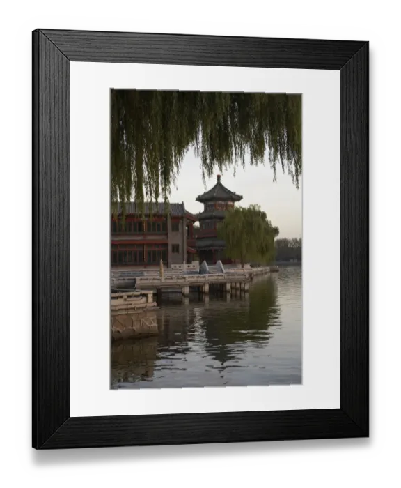 Framed Print : A pagoda along a lake Framed Print : A pagoda along a lake
