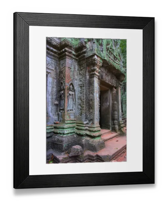 Framed Print : Ta Prohm bas reliefs on temple doorway, Angkor, Cambodia Framed Print : Ta Prohm bas reliefs on temple doorway, Angkor, Cambodia