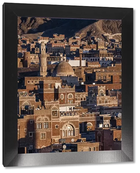 Sunset over old city of Sana a in Yemen