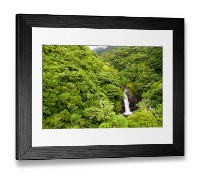 Framed Print : Waterfall in the lush rainforest of Japan Framed Print : Waterfall in the lush rainforest of Japan