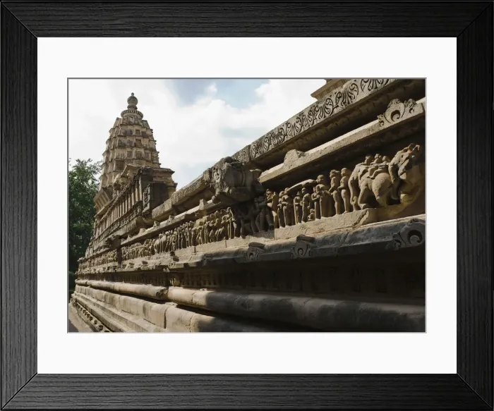 Framed Print : Sculptures on the wall of a temple, Lakshmana Temple, Khajuraho, Chhatarpur District, Madhya Pradesh, India