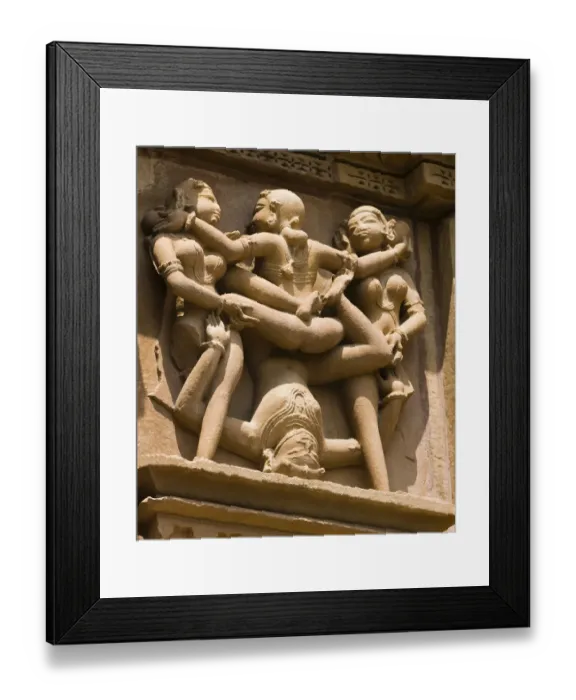 Framed Print : Sculptures on a temple, Kandariya Mahadeva Temple, Khajuraho, Chhatarpur District, Madhya Pradesh, India Framed Print : Sculptures on a temple, Kandariya Mahadeva Temple, Khajuraho, Chhatarpur District, Madhya Pradesh, India