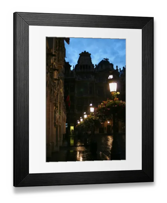 Framed Print : Belgium, Brussels, Grand Place with streetlights Framed Print : Belgium, Brussels, Grand Place with streetlights
