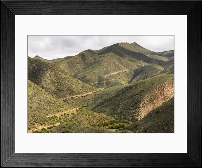 Framed Print : Winding road, serpentines, gravel road in Gamkaskloof or Die Hel Valley, Swartberg, Western Cape, South Africa Framed Print : Winding road, serpentines, gravel road in Gamkaskloof or Die Hel Valley, Swartberg, Western Cape, South Africa