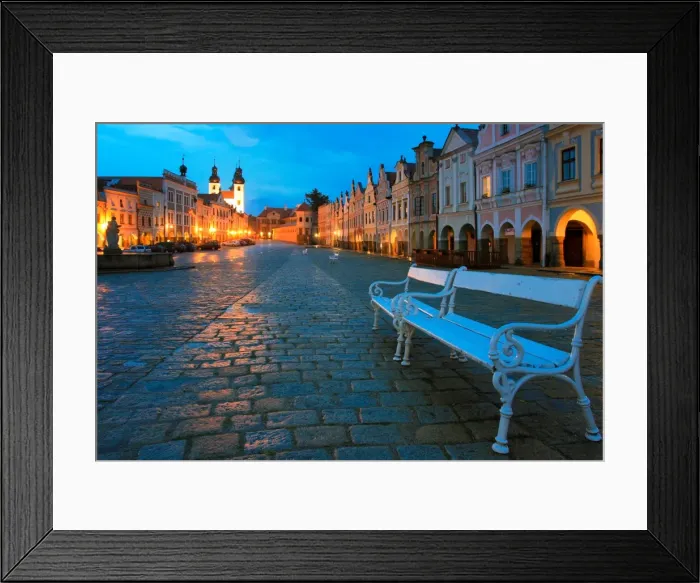 Framed Print : Evening Scene of Telc, Czech Rep