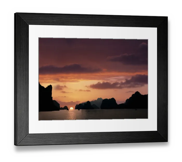 Framed Print : Vietnam, Halong Bay, sunset (Digital Enhancement)