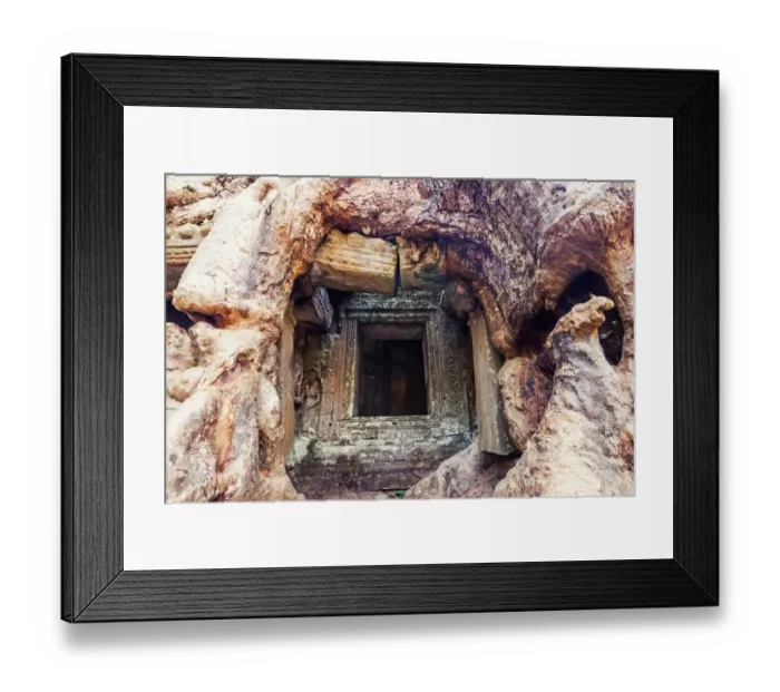 Framed Print : Preah Khan temple covered by strangler fig tree