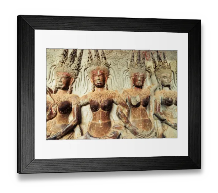 Framed Print : Bas relief carvings, Angkor Wat temple Framed Print : Bas relief carvings, Angkor Wat temple