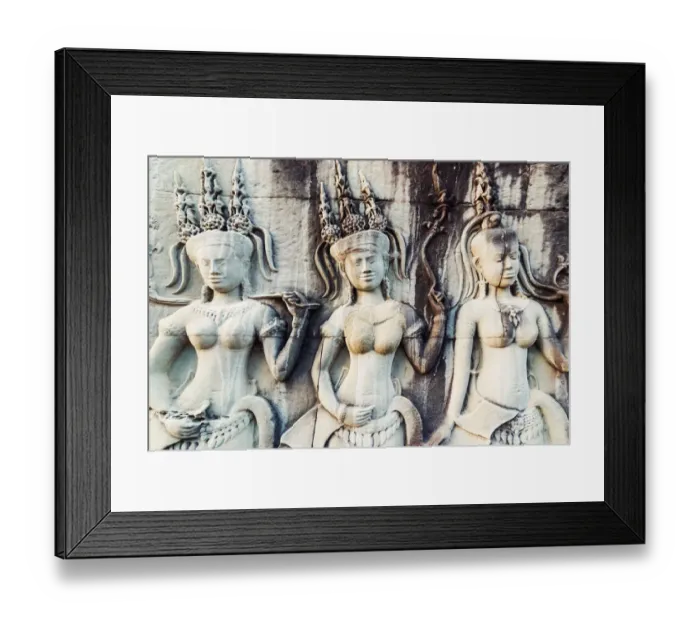 Framed Print : Bas relief carvings, Angkor Wat temple Framed Print : Bas relief carvings, Angkor Wat temple