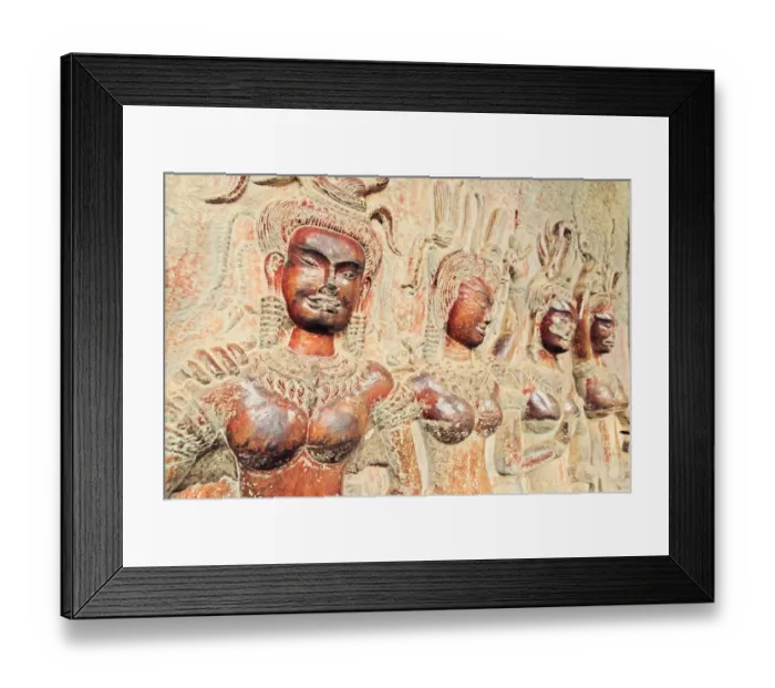 Framed Print : Bas relief carvings, Angkor Wat temple Framed Print : Bas relief carvings, Angkor Wat temple