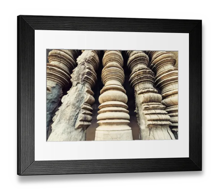 Framed Print : Eroded carved pillars, Angkor Wat Temple Framed Print : Eroded carved pillars, Angkor Wat Temple