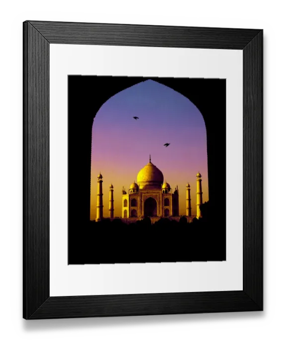 Framed Print : Taj Mahal. Birds flying over Taj Mahal at sunset, India Framed Print : Taj Mahal. Birds flying over Taj Mahal at sunset, India