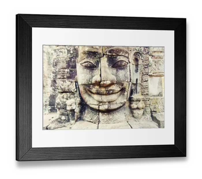 Framed Print : Giant carved stone faces, Bayon temple, Angkor Framed Print : Giant carved stone faces, Bayon temple, Angkor