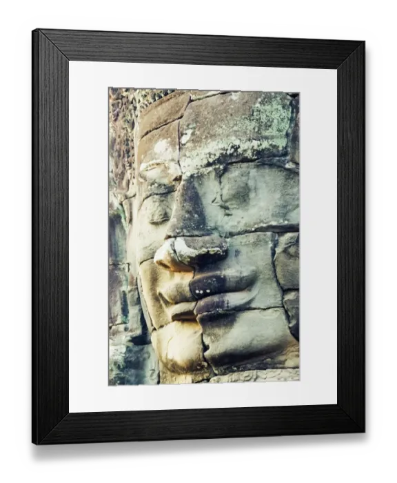 Framed Print : Giant carved stone faces at Bayon temple Framed Print : Giant carved stone faces at Bayon temple