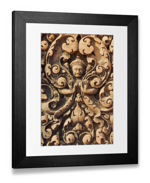 Framed Print : Intricate sandstone bas relief, Banteay Srei