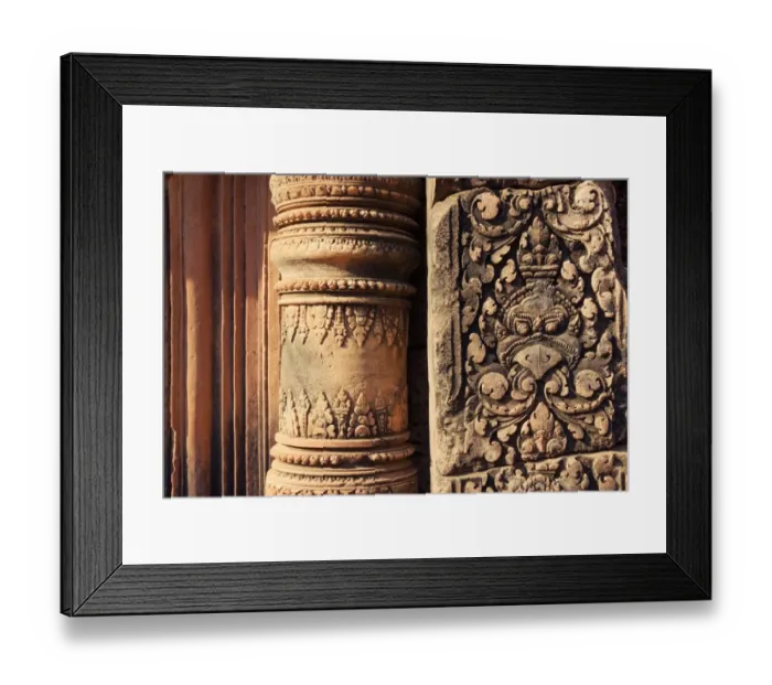 Framed Print : Intricate sandstone bas relief, Banteay Srei Framed Print : Intricate sandstone bas relief, Banteay Srei