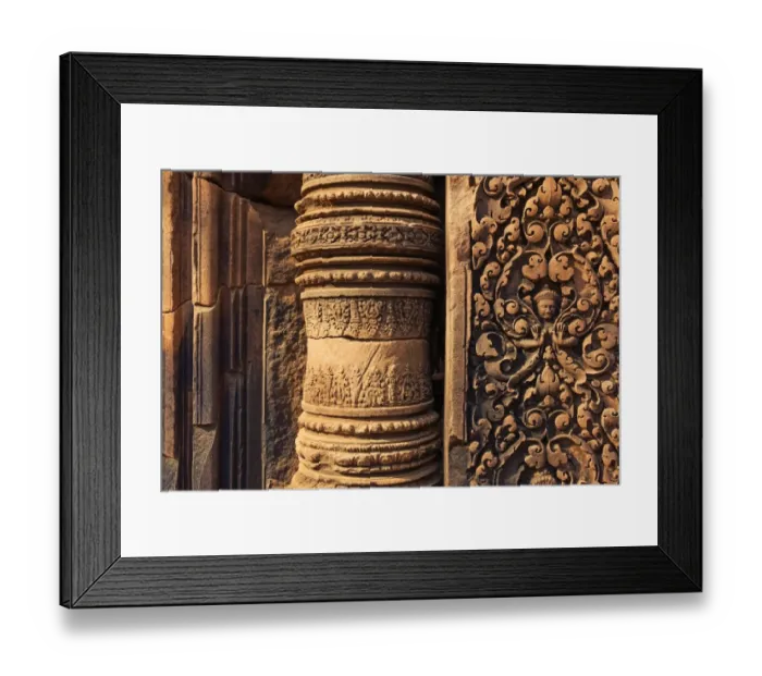 Framed Print : Intricate sandstone bas relief, Banteay Srei Framed Print : Intricate sandstone bas relief, Banteay Srei