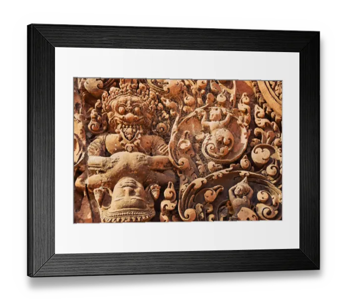 Framed Print : Intricate sandstone bas relief, Banteay Srei Framed Print : Intricate sandstone bas relief, Banteay Srei
