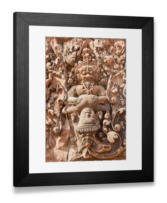 Framed Print : Intricate sandstone bas relief, Banteay Srei Framed Print : Intricate sandstone bas relief, Banteay Srei