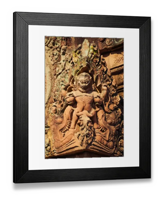 Framed Print : Intricate sandstone bas relief, Banteay Srei Framed Print : Intricate sandstone bas relief, Banteay Srei