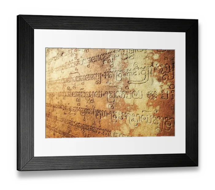 Framed Print : Khmer writing, Banteay Srei, Angkor Wat Framed Print : Khmer writing, Banteay Srei, Angkor Wat