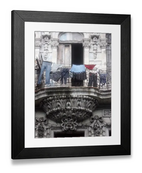 Framed Print : Old building with laundry, Havana, Cuba Framed Print : Old building with laundry, Havana, Cuba