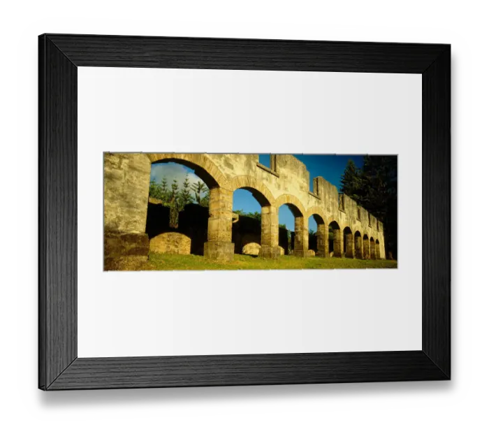 Framed Print : Late afternoon light near sunset, castes its golden glow onto the Coral Sandstone Arched ruins of the convict built stables, norfolk Island Framed Print : Late afternoon light near sunset, castes its golden glow onto the Coral Sandstone Arched ruins of the convict built stables, norfolk Island