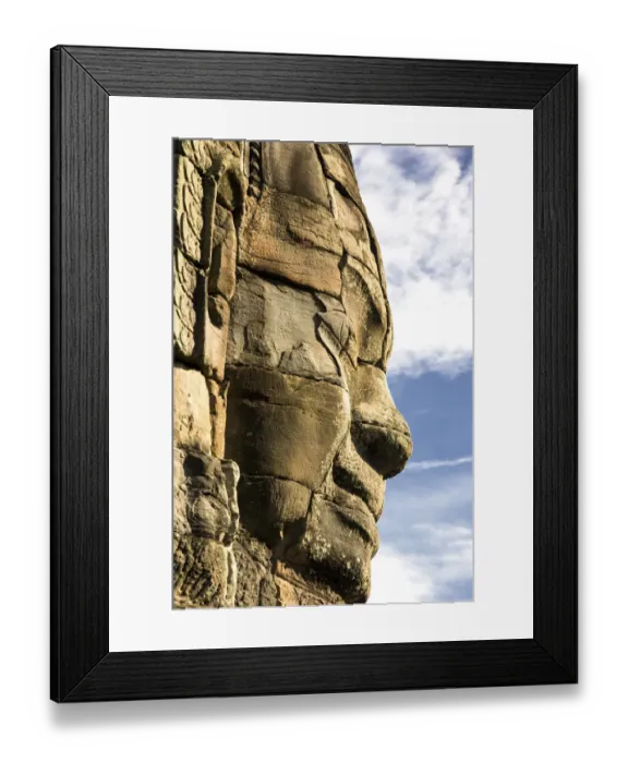 Framed Print : Large stone face in Bayon temple Framed Print : Large stone face in Bayon temple