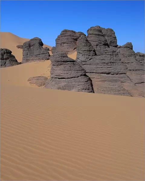 Rock formations in the sand of the Sahara