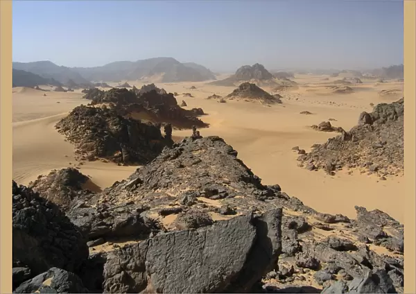 Majestic view of the Acacus in Sahara desert