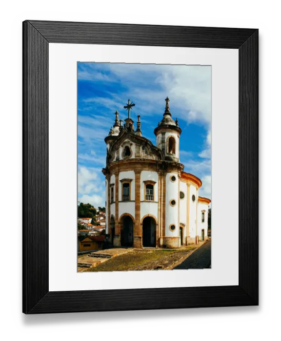 Framed Print : Nossa Senhora do RosAario church at city of Ouro Preto, State of Minas Gerais, Brazil, and UNESCO World Heritage Site