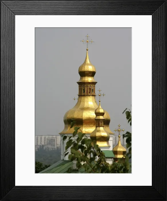 Framed Print : View of domes with crosses of Kiev-Pechersk lavra Framed Print : View of domes with crosses of Kiev-Pechersk lavra