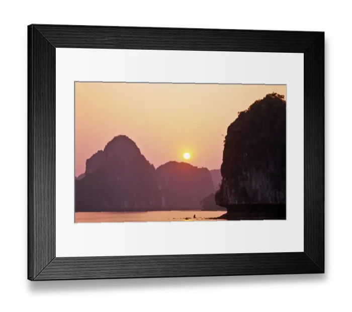 Framed Print : Ha Long Bay, sunset with karst formations Framed Print : Ha Long Bay, sunset with karst formations