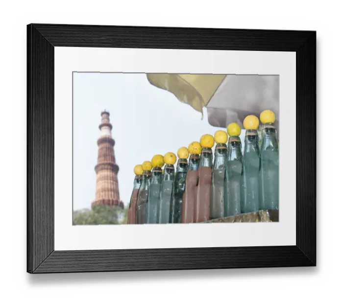 Framed Print : Lemonade and the Kutub Minar Framed Print : Lemonade and the Kutub Minar