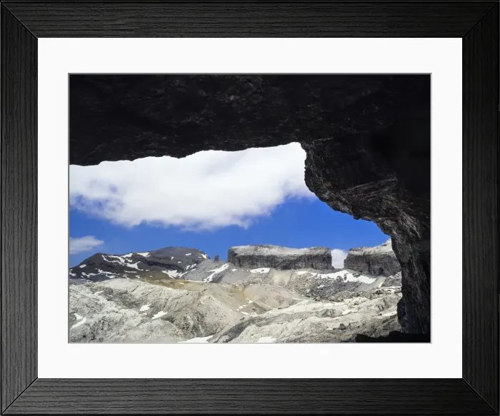 Framed Print : The gap Rolando from inside the cave Casteret. Ordesa y Monte Perdido National Park, Pyrenees Framed Print : The gap Rolando from inside the cave Casteret. Ordesa y Monte Perdido National Park, Pyrenees