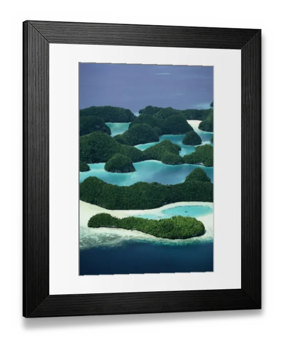 Framed Print : Aerial View of Rock Islands, Micronesia