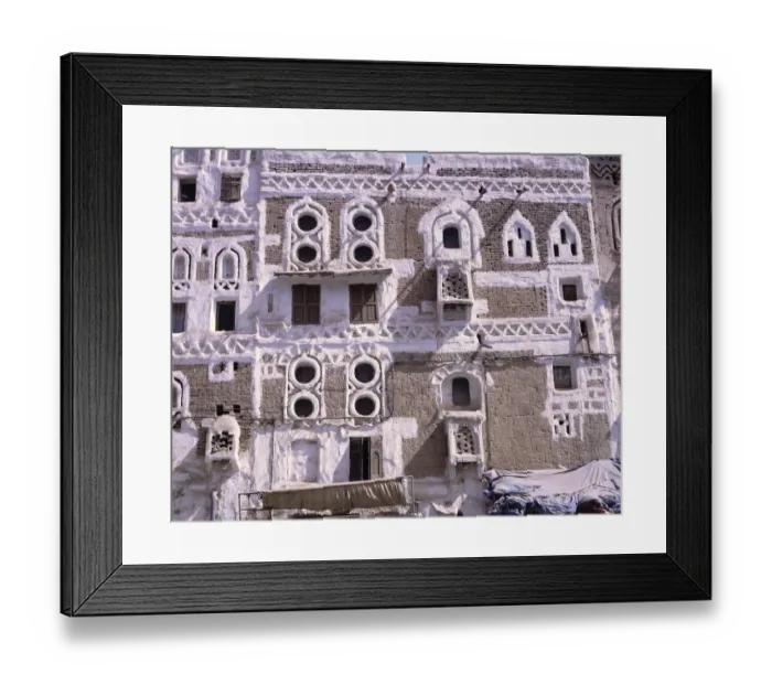 Framed Print : Architectural decoration around windows, Yemen Framed Print : Architectural decoration around windows, Yemen