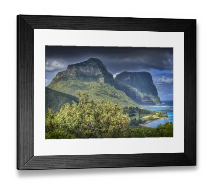 Framed Print : Scenically beautiful and a world heritage designated location, Lord Howe Island lies between the South Pacific ocean and the Tasman sea off the coast of New South Wales, Australia Framed Print : Scenically beautiful and a world heritage designated location, Lord Howe Island lies between the South Pacific ocean and the Tasman sea off the coast of New South Wales, Australia