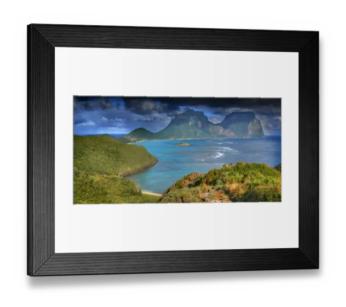 Framed Print : Scenically beautiful and a world heritage designated location, Lord Howe Island lies between the South Pacific ocean and the Tasman sea off the coast of New South Wales, Australia Framed Print : Scenically beautiful and a world heritage designated location, Lord Howe Island lies between the South Pacific ocean and the Tasman sea off the coast of New South Wales, Australia