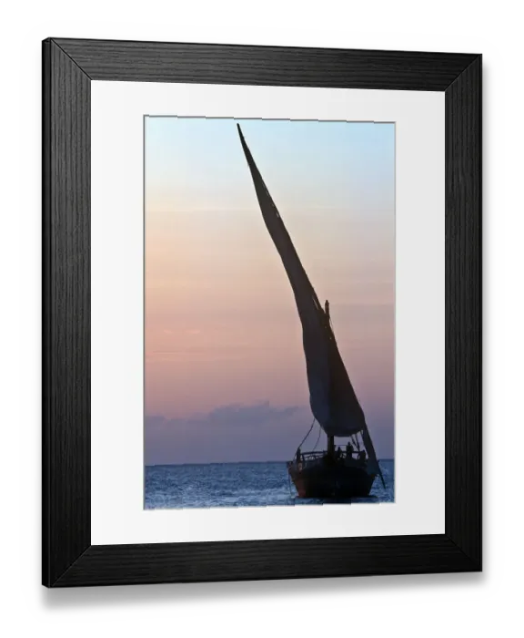Framed Print : Sailing Dhow at Sunset
