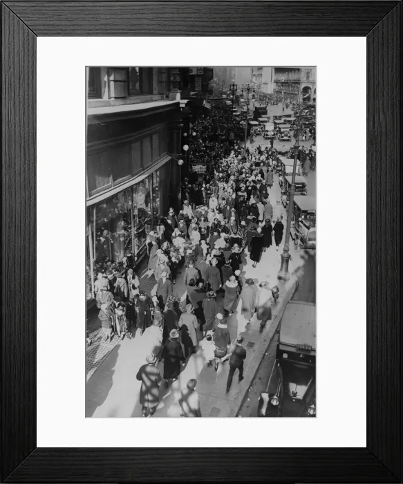 Framed Print : Broadway. 1926: People walking along Broadway, New York City Framed Print : Broadway. 1926: People walking along Broadway, New York City
