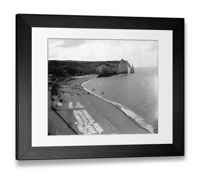 Framed Print : Etretat. circa 1911: The beach at Etretat, France Framed Print : Etretat. circa 1911: The beach at Etretat, France