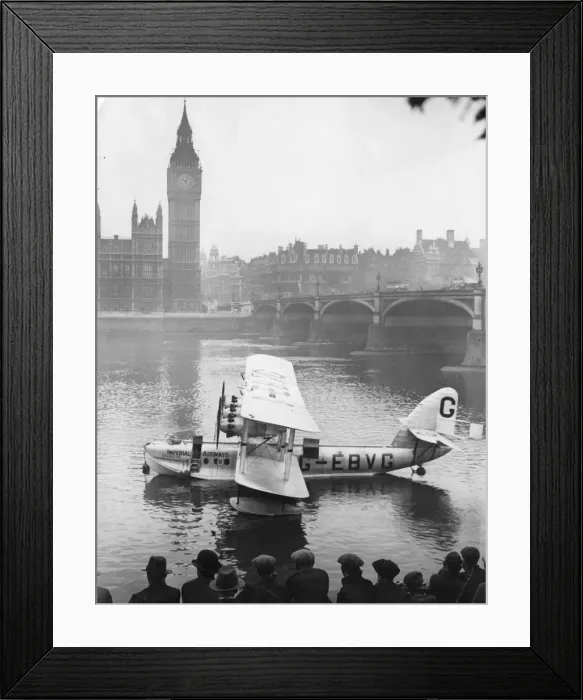 Framed Print : Calcutta. 1928: The seaplane Calcutta lying off the Houses of Parliament on the Thames Framed Print : Calcutta. 1928: The seaplane Calcutta lying off the Houses of Parliament on the Thames