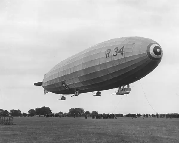 Airship. July 1919: The arrival of the R34 airship at Pulham